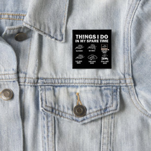 Funny 6 Things I Do In My Spare Time Books 15 Cm Square Badge