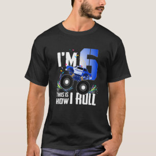 Funny 6th Birthday Kids I'm 6 Police Monster Truck T-Shirt