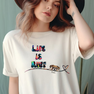 Funny 70's Colourful Retro Boxer Dog Custom Name T-Shirt