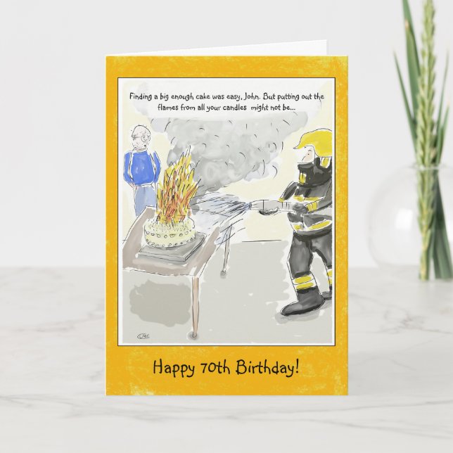 Funny 70th Birthday Card For Men: Candles... (Front)