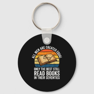 Funny 70th birthday dad fathers day men read books key ring