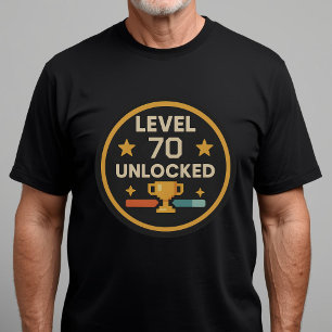 Funny 70th Birthday Gaming Tee Level 70 unlocked