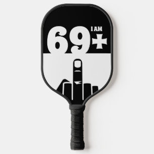 Funny 70th Birthday Gift, 69 Plus one Chequered Pickleball Paddle