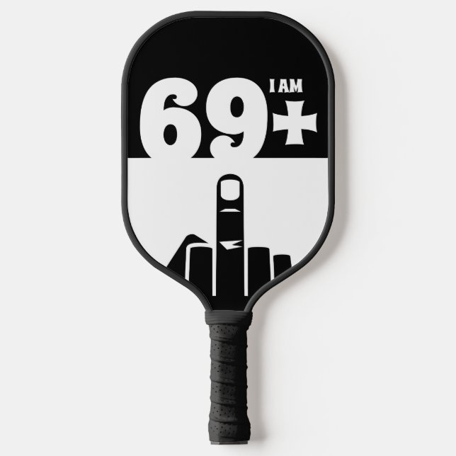 Funny 70th Birthday Gift, 69 Plus one Chequered Pickleball Paddle (Front)