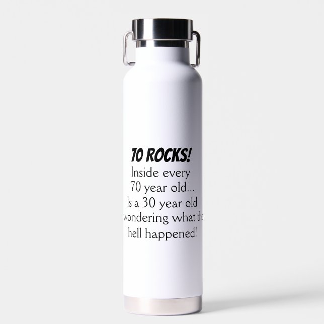 Funny 70th Birthday Gift Water Bottle (Front)