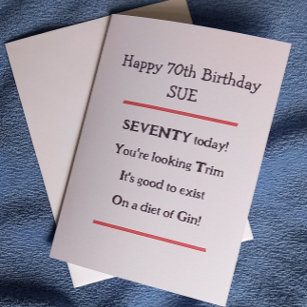 Funny 70th Birthday Gin Birthday Card