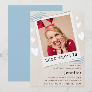Funny 70th birthday invitations Look who's turning