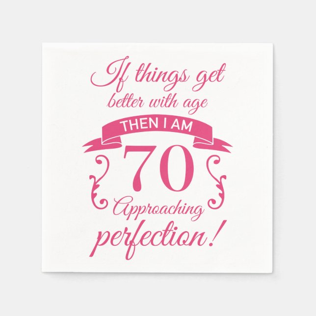 Funny 70th Birthday 'Perfection' Napkin (Front)