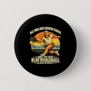 Funny 70th birthday pickleball player 70 years old 6 cm round badge
