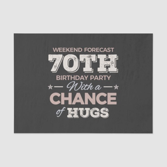 Funny 70th birthday sayings tissue paper (Front)