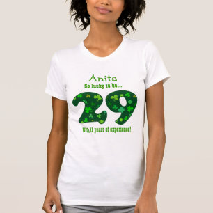 Funny 70th Birthday Shamrock Number Custom Name 4 T-Shirt
