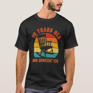 Funny 70Th Birthday T Retro 70 Year Old And Rockin T-Shirt