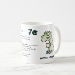 Funny 70th Personalised 'When I was Your Age' Dino Coffee Mug