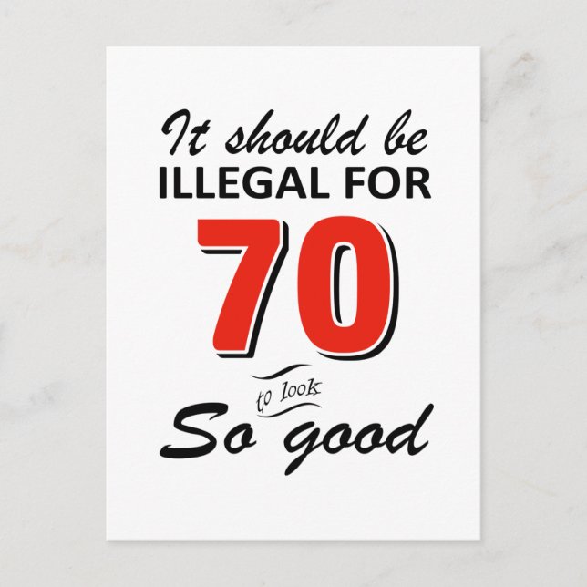 Funny 70th year old birthday designs postcard (Front)