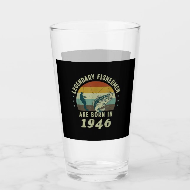 Funny 75th Birthday Fishing Gift for 75 Years Old Glass (Front)