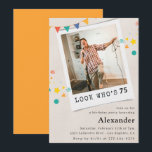 Funny 75th birthday invitations Men Fun Photo<br><div class="desc">Funny 75th birthday invitations Men Fun Photo</div>