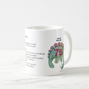 Funny 75th Personalised 'When I was Your Age' Dino Coffee Mug