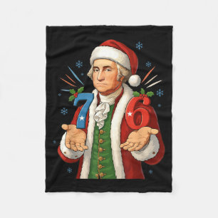 Funny 7-6 6-7 George Washington Santa 67 Meme Chri Fleece Blanket