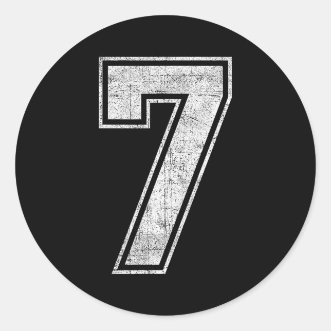 Funny 7 Number Seven Graphic Group Halloween Birth Classic Round Sticker (Front)