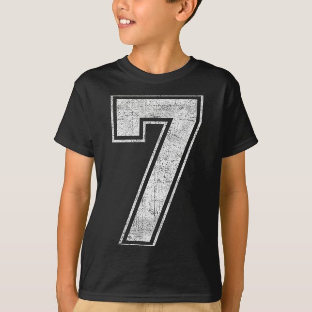 Funny 7 Number Seven Graphic Group Halloween Birth T-Shirt (Front)