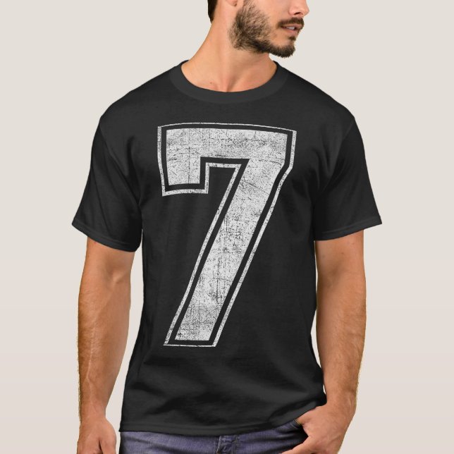 Funny 7 Number Seven Graphic Group Halloween Birth T-Shirt (Front)