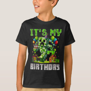 Funny 7 Year Old 7th Birthday Pixel Art Gamer Boys T-Shirt