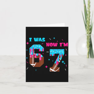 Funny 7 Year Old Birthday Football Ice Cream Drip Card