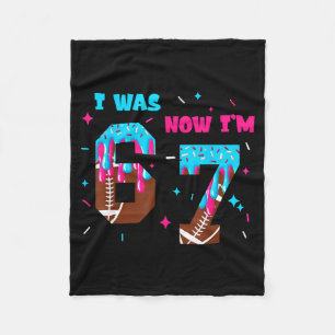 Funny 7 Year Old Birthday Football Ice Cream Drip  Fleece Blanket