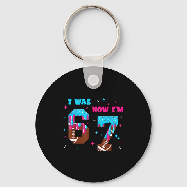 Funny 7 Year Old Birthday Football Ice Cream Drip  Key Ring (Front)