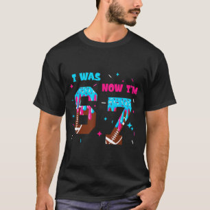 Funny 7 Year Old Birthday Football Ice Cream Drip  T-Shirt