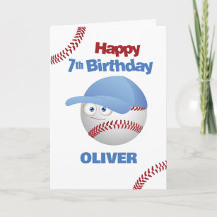 Funny 7th Birthday Baseball Theme Card
