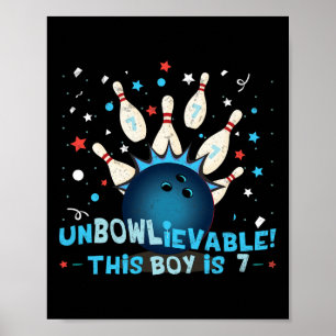 Funny 7th Birthday Bowling Lover Graphic For Boys  Poster