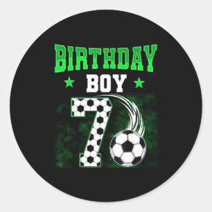 Funny 7th Birthday Boy Soccer Theme Party 7 Year O Classic Round Sticker