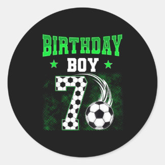 Funny 7th Birthday Boy Soccer Theme Party 7 Year O Classic Round Sticker