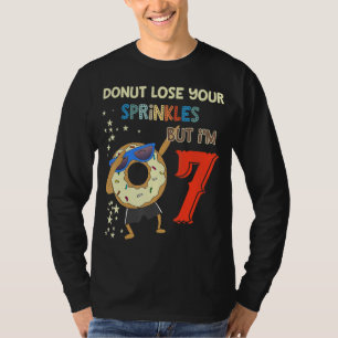 Funny 7th Birthday Doughnut Theme Boys Quote Meme  T-Shirt