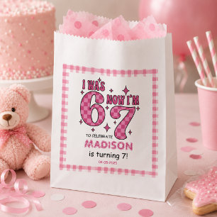 Funny 7th Birthday “I Was 6, Now 7” Party Favour Bags