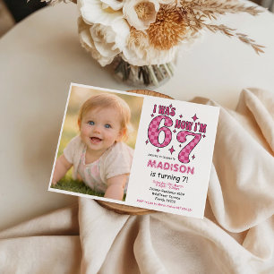 Funny 7th Birthday “I Was 6, Now 7” Party Invitation