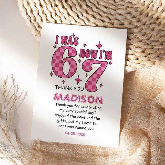 Funny 7th Birthday | “I Was 6, Now 7” Party Thank You Card (Funny 7th Birthday | “I Was 6, Now 7” Party Thank You Card
)