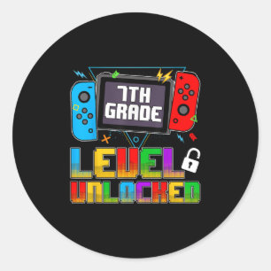 Funny 7th Grade Level Unlocked Gamers Back To Scho Classic Round Sticker