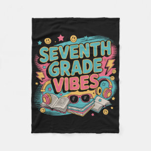 Funny 7th Grade Vibes Back To School Teacher Kid O Fleece Blanket