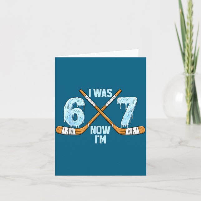 Funny 7th Hockey Birthday Boy I Was 6 Now I'm 7 Ye Card (Front)