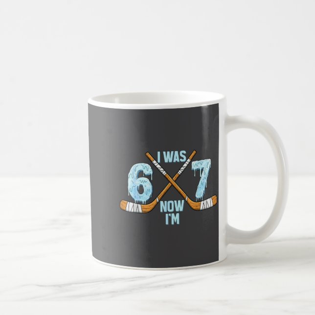 Funny 7th Hockey Birthday Boy I Was 6 Now I'm 7 Ye Coffee Mug (Right)