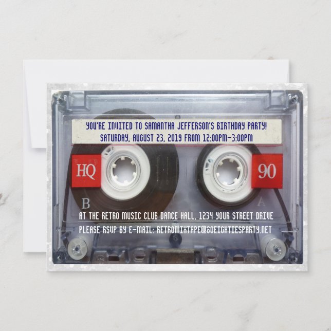 Funny 80s Cassette Mixtape Party Invitation (Front)