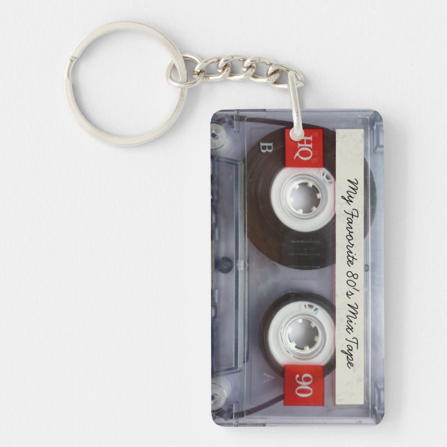Funny 80's Cassette Tape, Personalised Key Ring (Front)