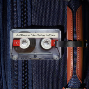 Funny 80's Cassette Tape, Personalised Luggage Tag