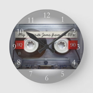 Funny 80's Cassette Tape, Personalised Round Clock