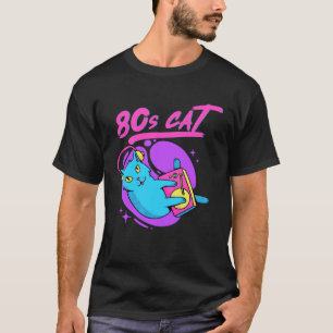 Funny 80s Music DJ Cat Eighties Retro Vaporwave T-Shirt