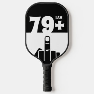 Funny 80th Birthday Gift, 79 Plus one Chequered Pickleball Paddle