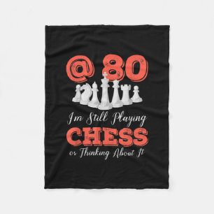 Funny 80th Birthday Gift - 80 Year Old Chess Queen Fleece Blanket