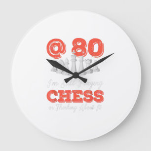 Funny 80th Birthday Gift - 80 Year Old Chess Queen Large Clock